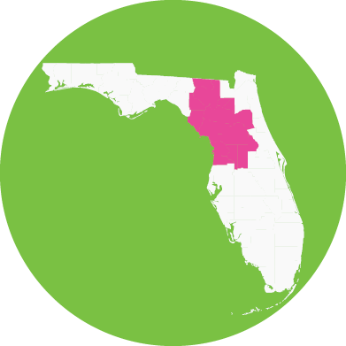 Map of the 16 Florida counties served by the two Healthy Start Coalitions