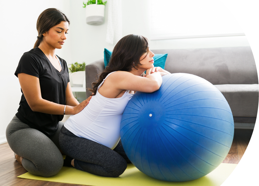 Pregnant mother receiving doula support