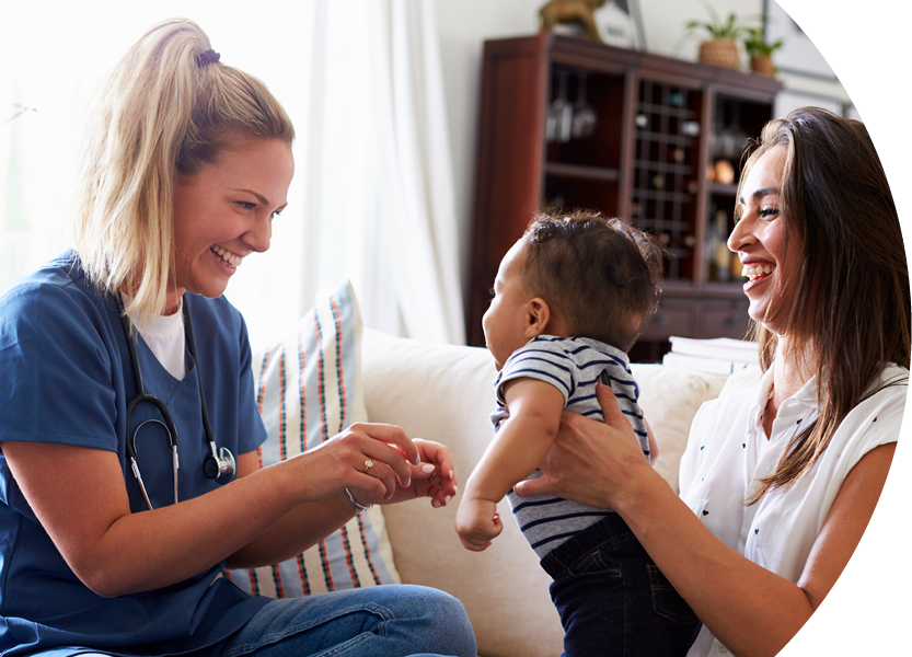 Nurse visiting a mother and baby