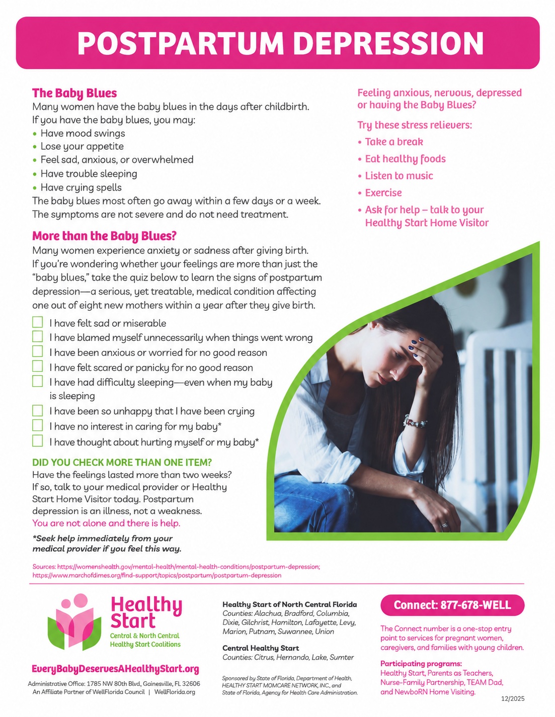 Postpartum Depression Healthy Start tip sheet preview