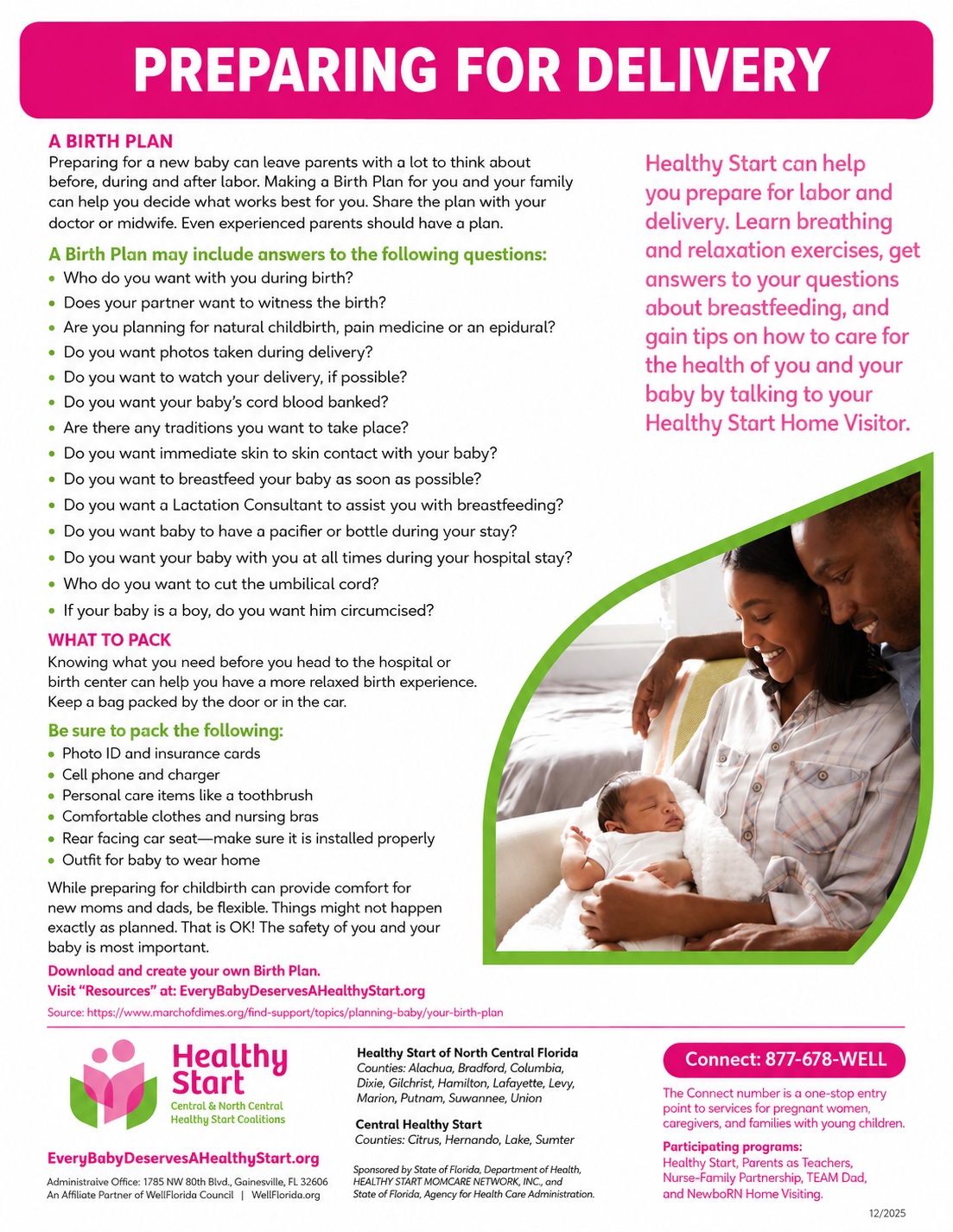 Preparing for Delivery Healthy Start tip sheet preview